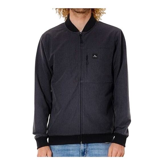 Rip Curl Men's Elite Anti-Series Crew Jacket Size Large Black Grey Windbreaker - Picture 1 of 8